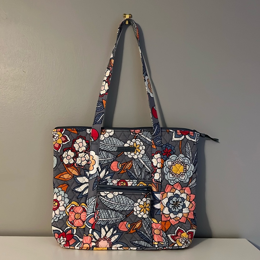 Vera Bradley Grey Floral Tote Bag